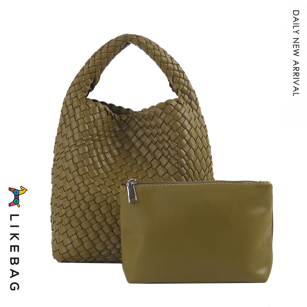 Women's Quality Handmade Woven Vegetable Basket Composite Shoulder Bags