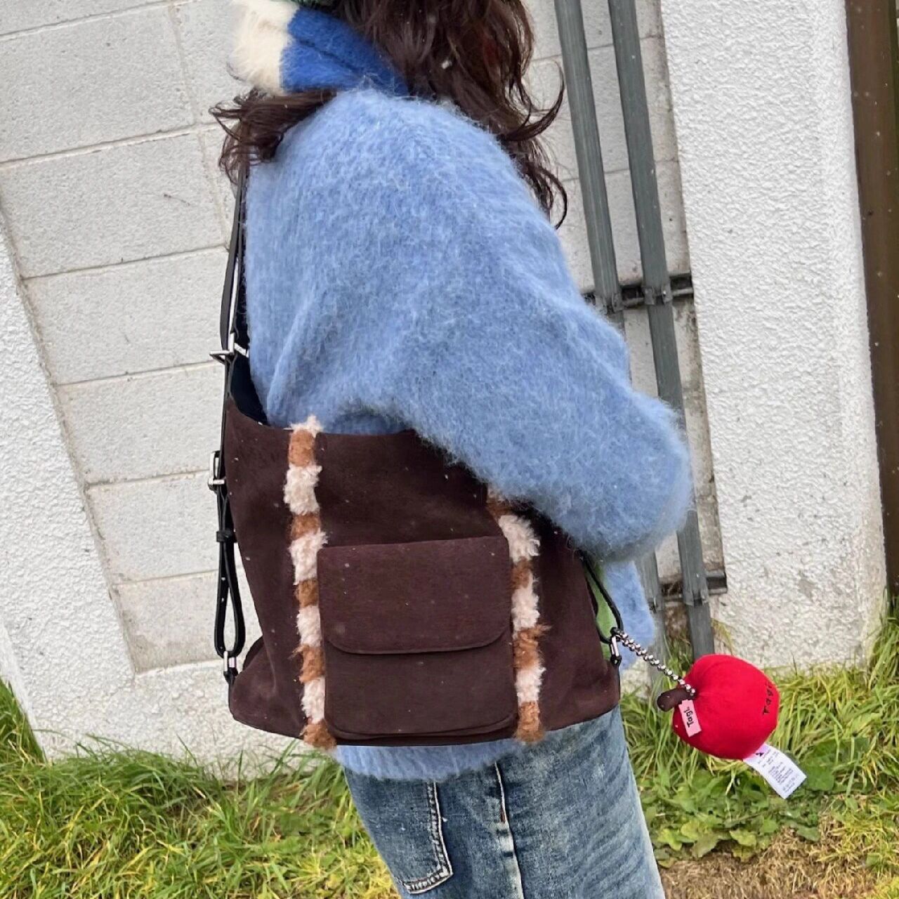 Women's Lamb Wool Single Two Shoulders Adjustable Shoulder Bags