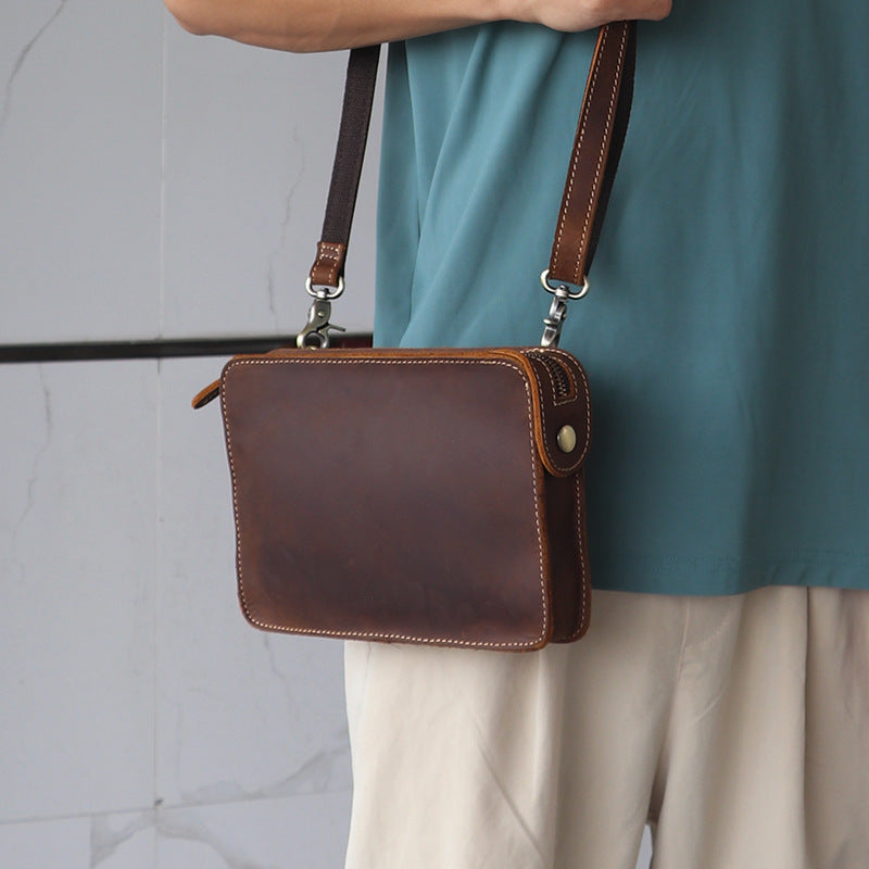 Men's Leather Horizontal First Layer Cowhide Crazy Men's Shoulder Bags