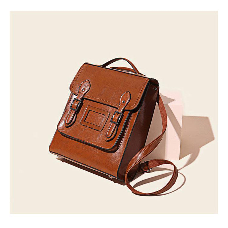 Women's Fashion Genuine Leather Oil Wax Cowhide Backpacks