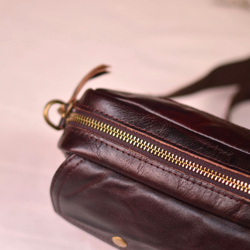 Men's Simple Commute Leather Vegetable Tanning Vintage Men's Messenger Bags