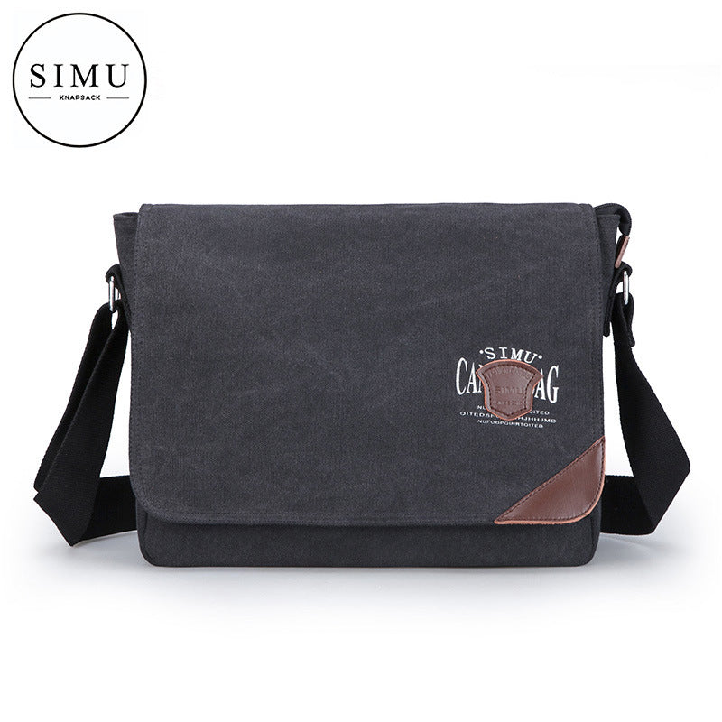 Men's Cool Simple Green Canvas Horizontal Men's Messenger Bags