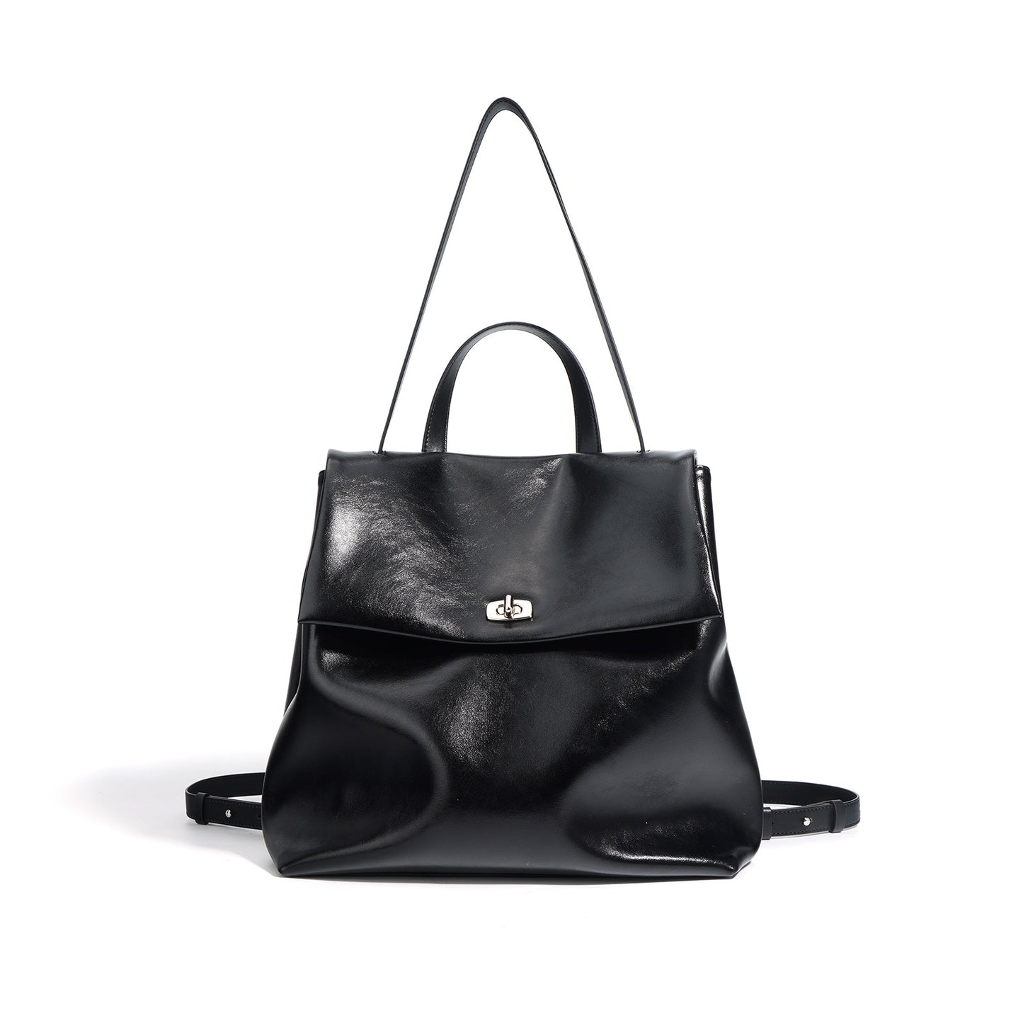 Women's Textured Cowhide Female Solid Color College Backpacks
