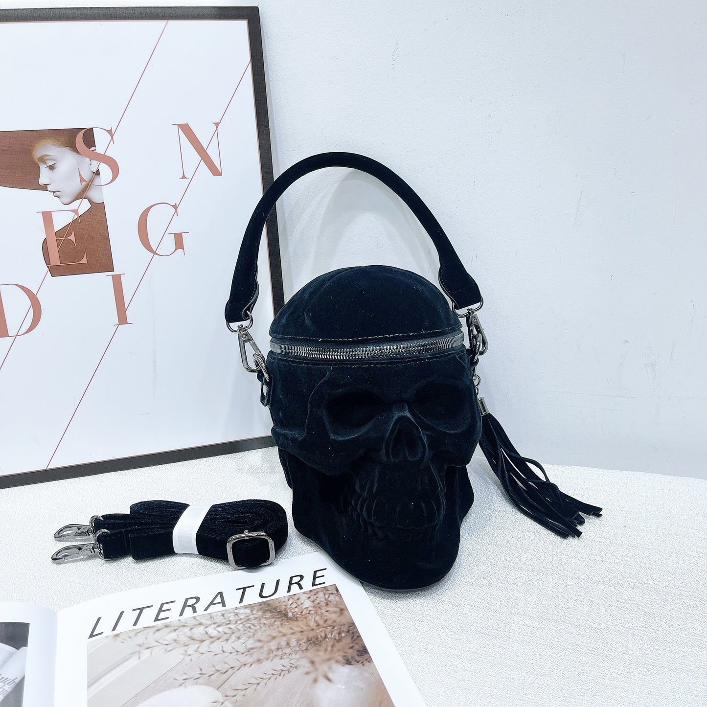 Women's Goth Skull Funny Halloween Style Tassel Shoulder Bags