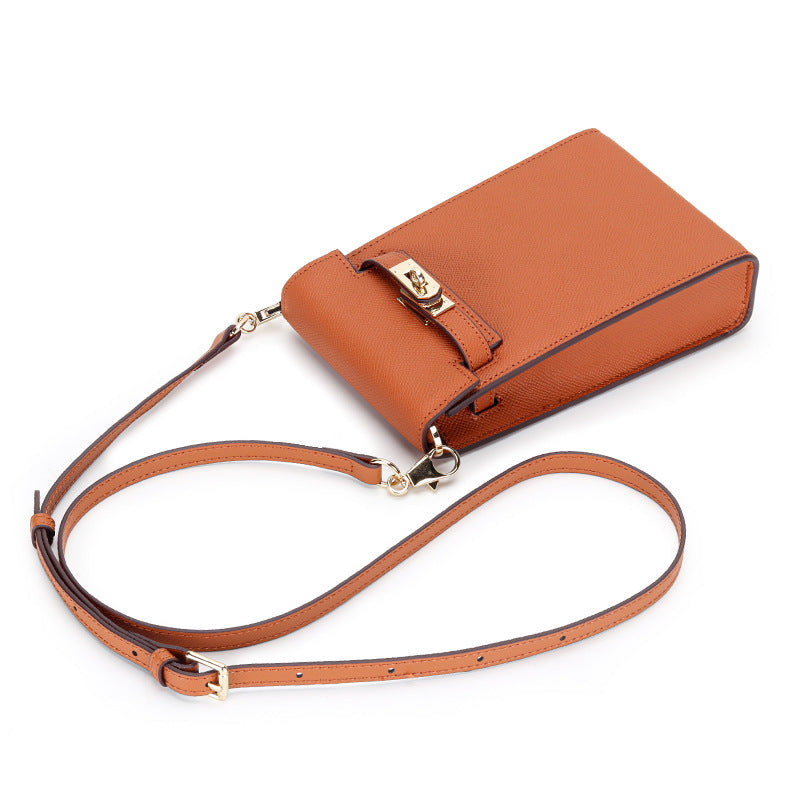 Leather Female Niche Palm Print Vertical Phone Bags