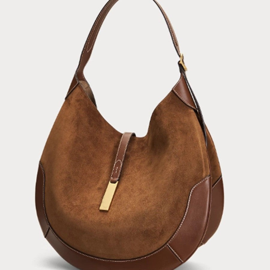 Women's Underarm Suede Equestrian Design Dumpling Trendy Portable Bags