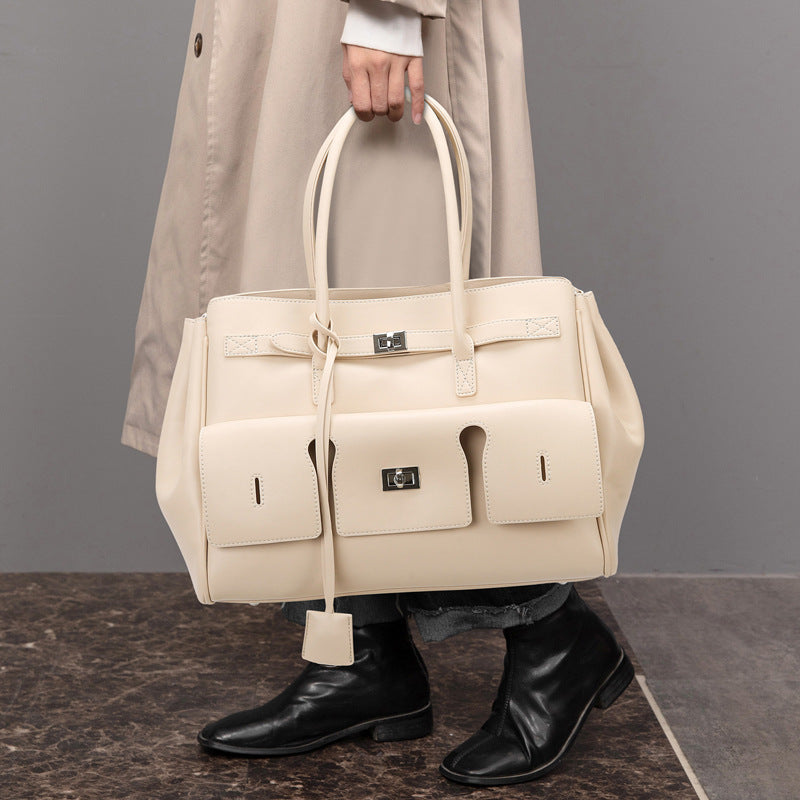 Women's Fashionable Large Capacity High-grade Simple Textured Tote Bags