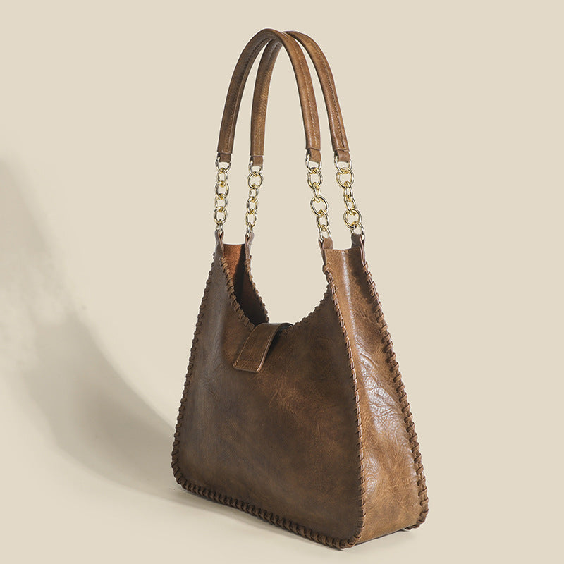 Women's Vintage Weave Soft Leather Underarm Mother Shoulder Bags