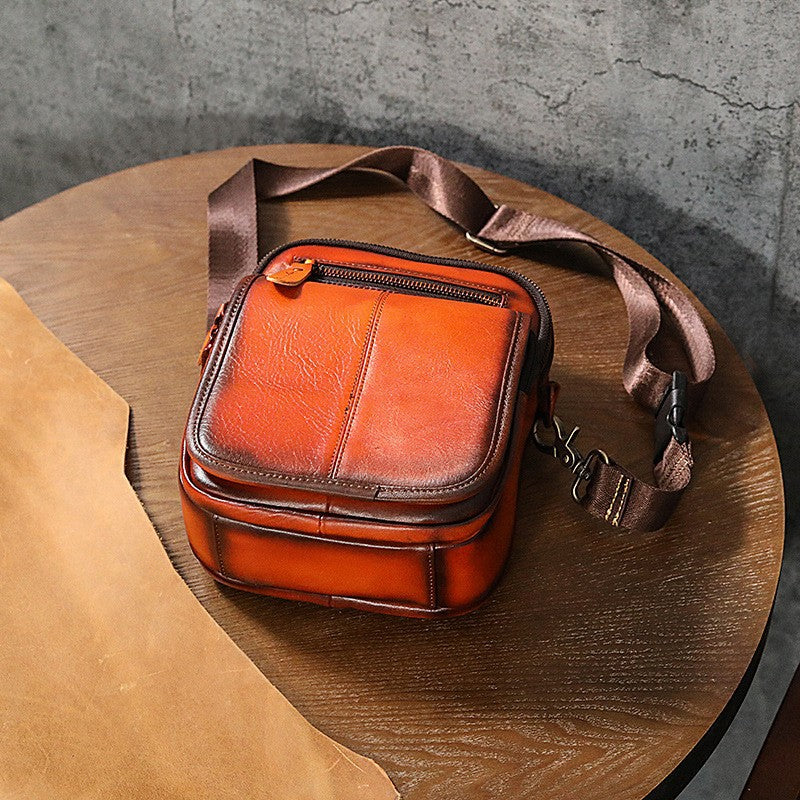 Men's Top Layer Oil Waxed Leather Cowhide Men's Messenger Bags