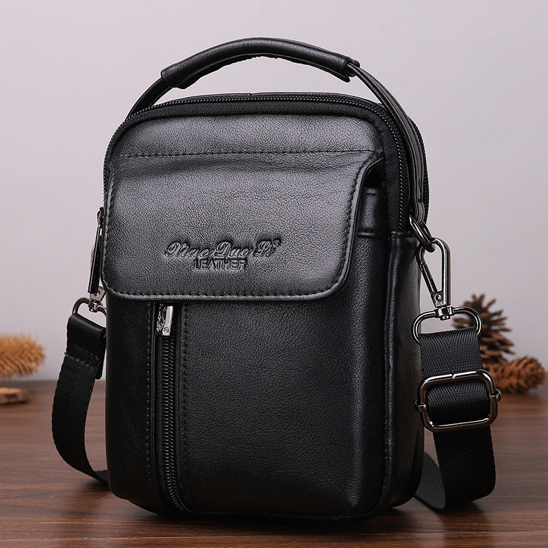 Men's Slouchy Trendy Leather Cowhide Mobile Men's Messenger Bags