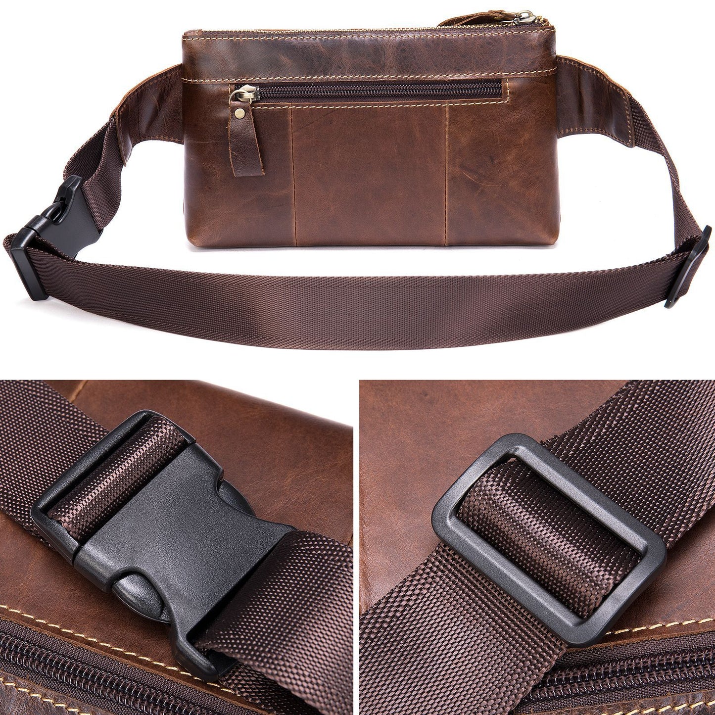 Men's Cell Horizontal Large Capacity Mobile Cow Men's Waist Packs