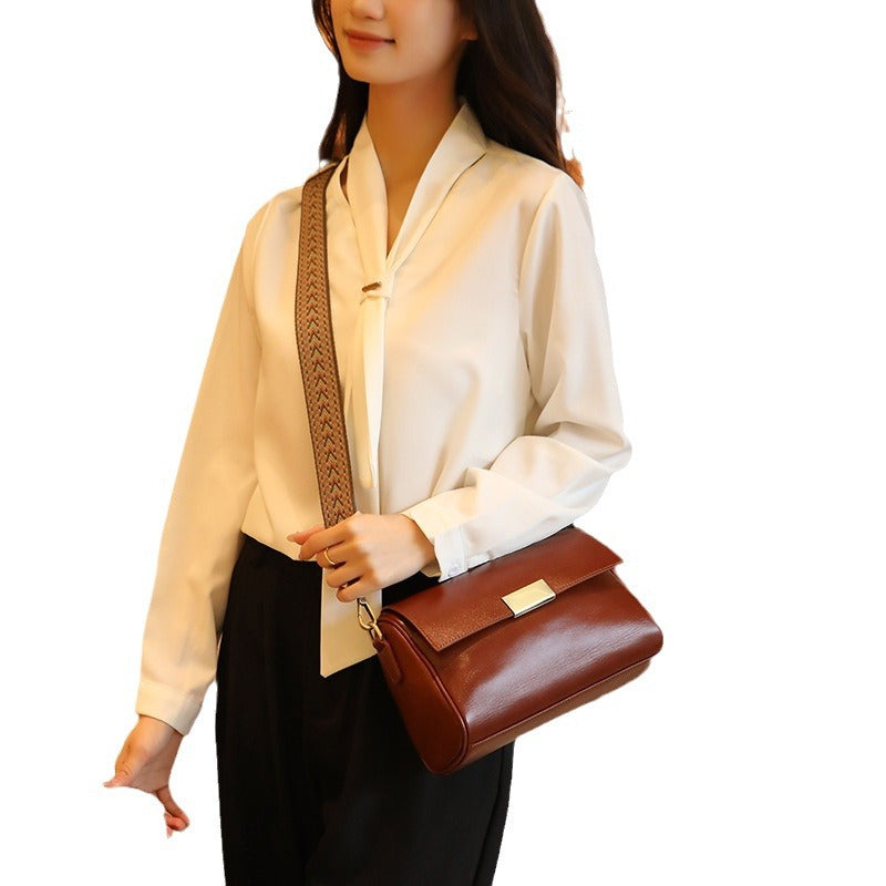 Women's Cowhide Retro Underarm Fashion Advanced Texture Small Square Bags