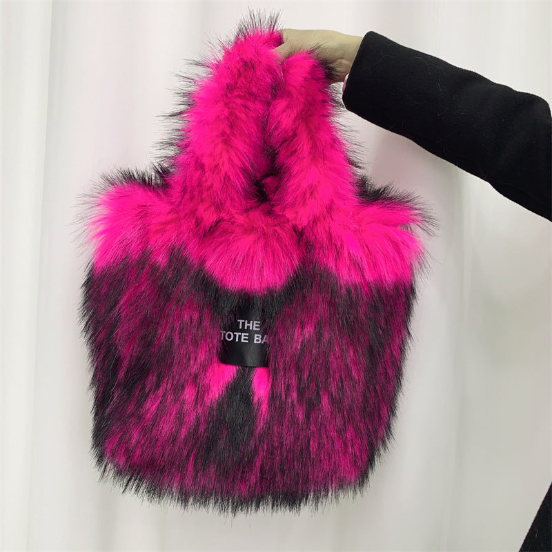 Raccoon Fur Plush Large Capacity Totes Tote Bags