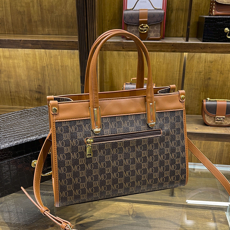 Women's Tide Vintage Letter Print Commute Handbags