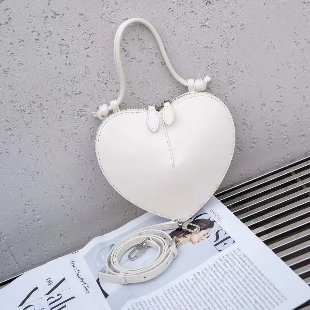 Women's Heart Shape Cowhide Peach Heart-shaped Bags