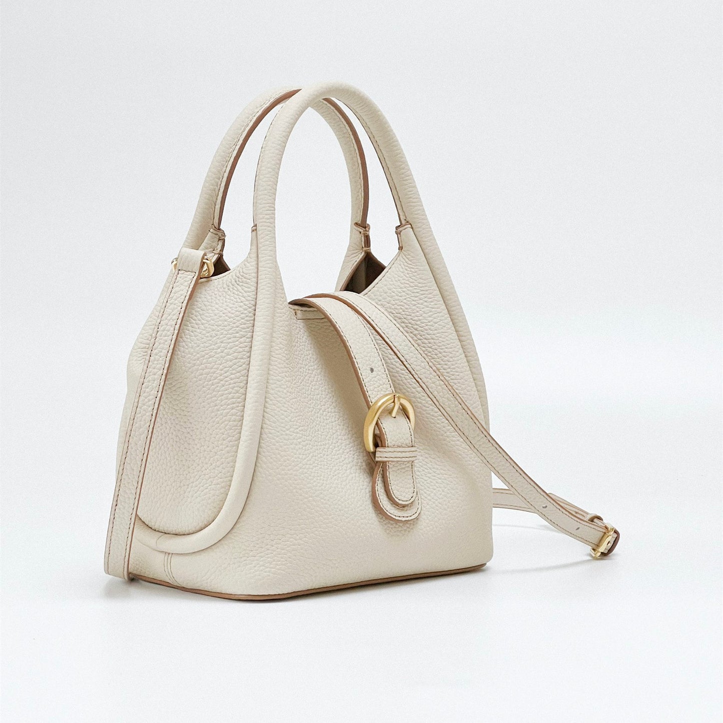 Women's First Layer Cowhide Vegetable Basket Commuter Shoulder Bags