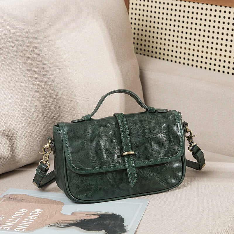 Women's Vegetable Tanned Leather Cowhide One Portable Shoulder Bags