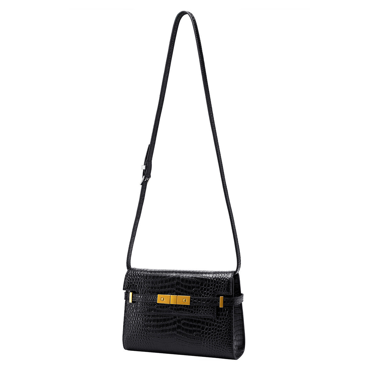 Women's Cowhide Crocodile Pattern Manhattan Light Luxury Small Square Bags