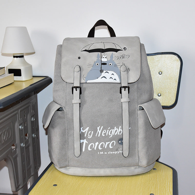 Attack Fire Shadow One Piece Canvas Middle School Students' Schoolbags
