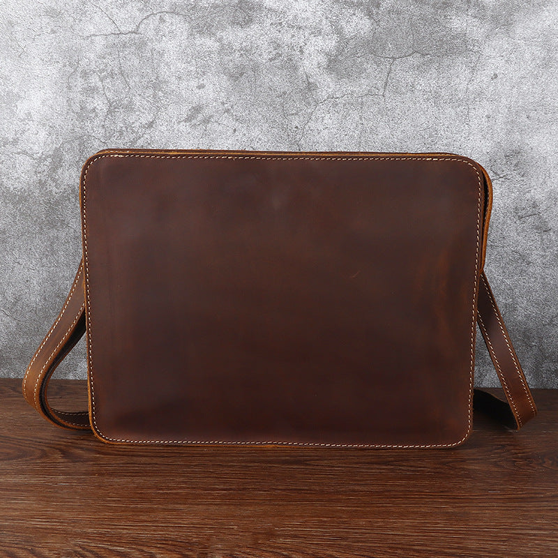 Men's Crazy Horse Leather Horizontal Genuine Envelope Men's Shoulder Bags