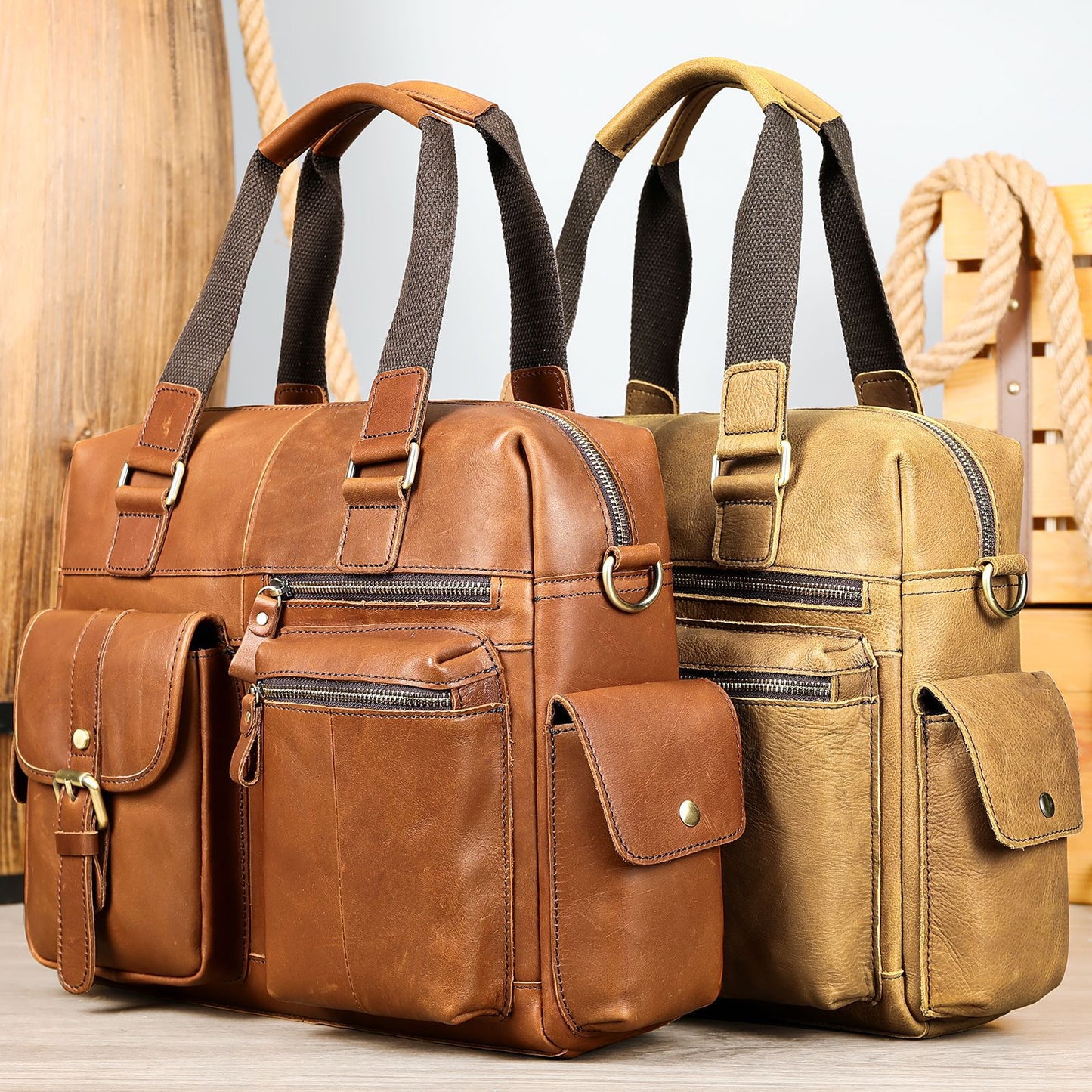 Men's First Layer Cowhide For Leather Large Travel Bags
