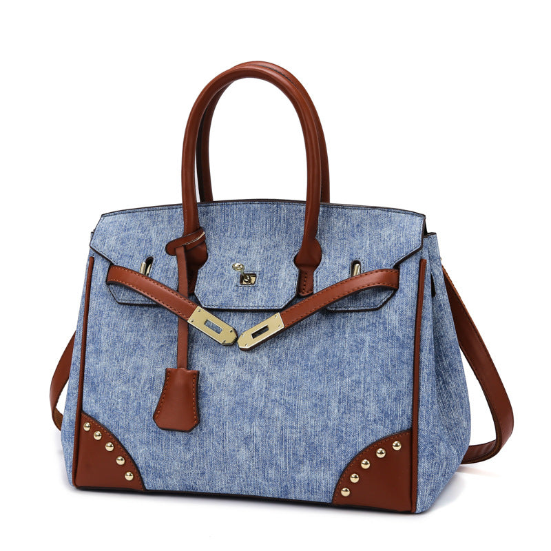 Women's Large Capacity One Contrast Color Commuting Shoulder Bags