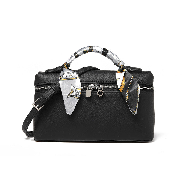 Women's Leather Temperament Lunch Box First Layer Small Square Bags
