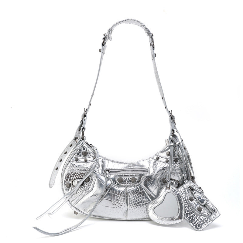 Motorcycle Three-in-one Crocodile Rivet Underarm Selenodont Shoulder Bags
