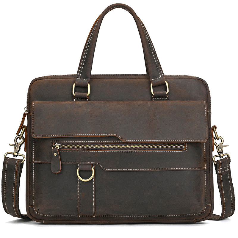 Men's Retro Crazy Horse Leather Commuter Shoulder Bags