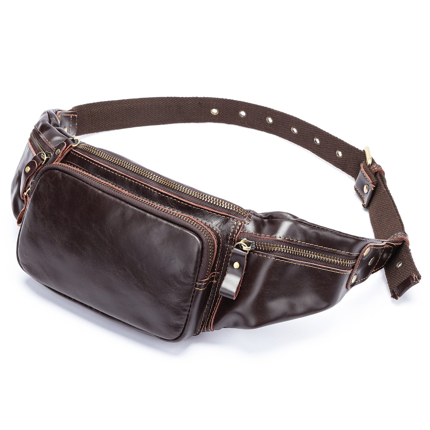 Men's Cowhide Vintage Multifunctional Oil Wax Genuine Men's Chest Bags