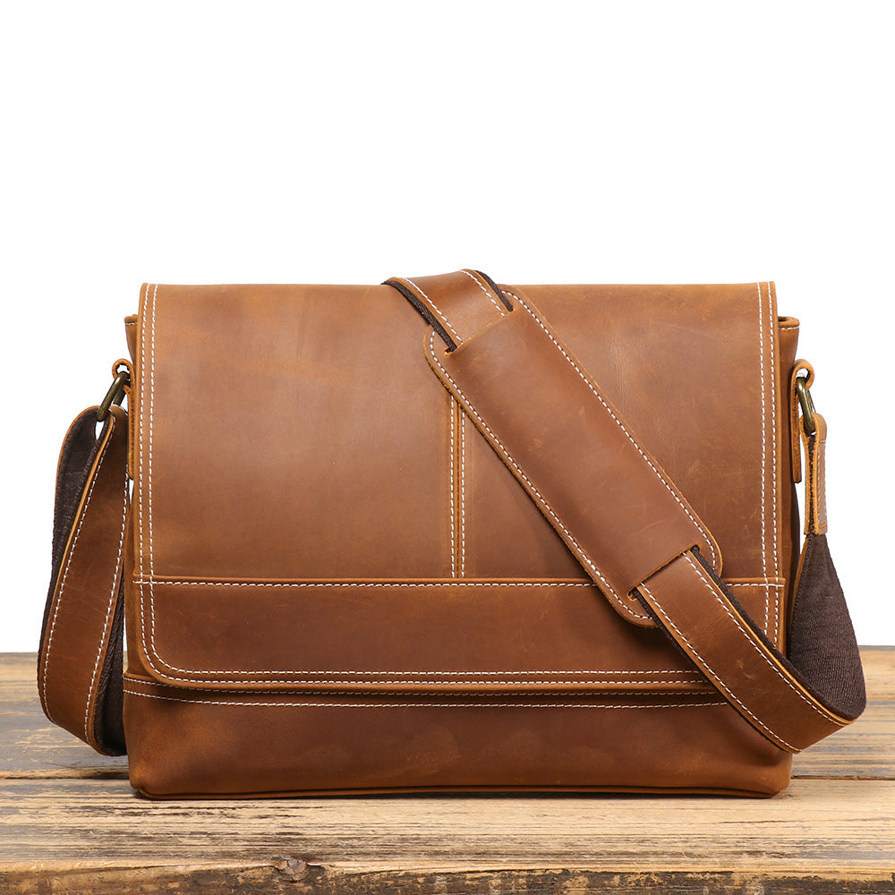 Women's & Men's & Consignment Crazy Horse Leather Retro Shoulder Bags