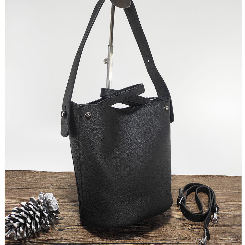 Women's Leather Large Capacity High-grade Top Layer Bucket Bags
