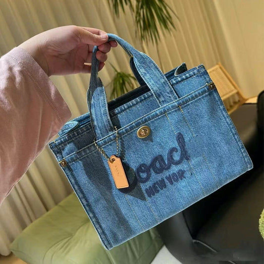 Washed Denim Canvas Portable Large Capacity Tote Bags