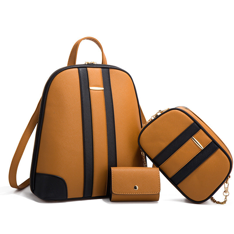 Women's Fashion Trendy Simple Large Capacity Three-piece Backpacks