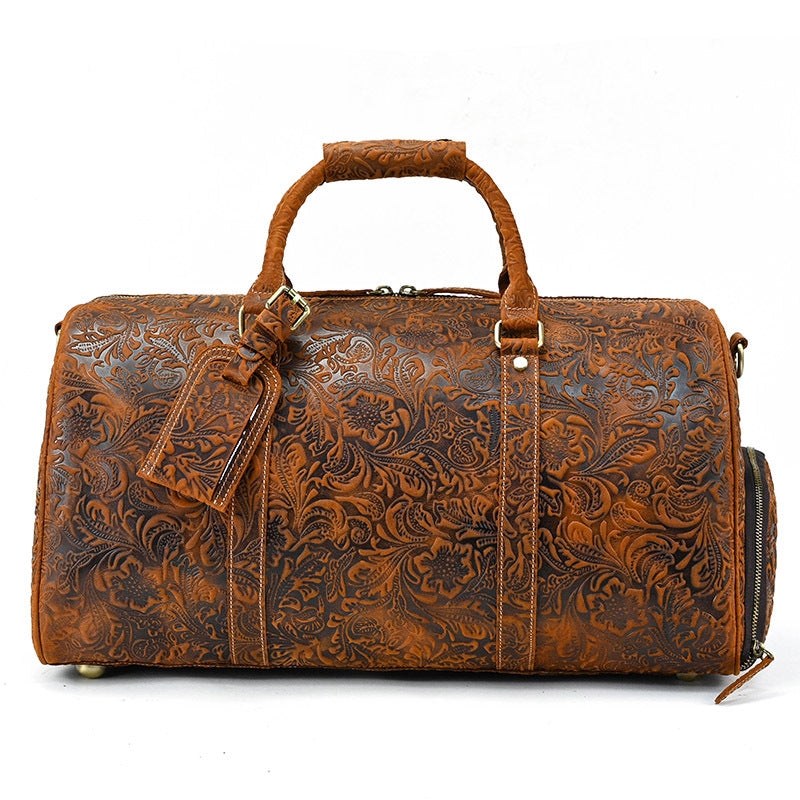 Men's Crazy Horse Leather Fitness With Shoe Luggage