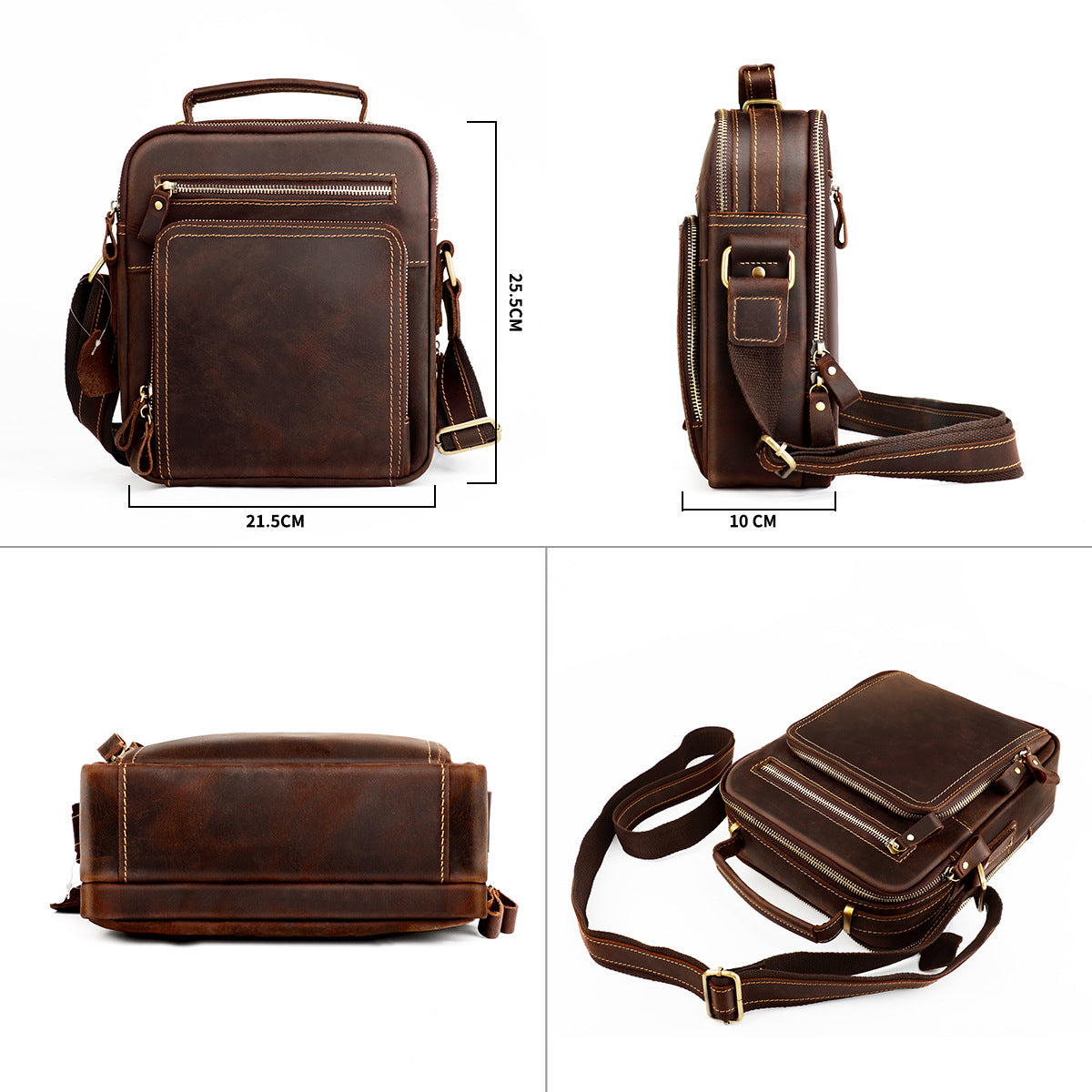 Men's Retro Crazy Horse Leather Mobile Men's Shoulder Bags