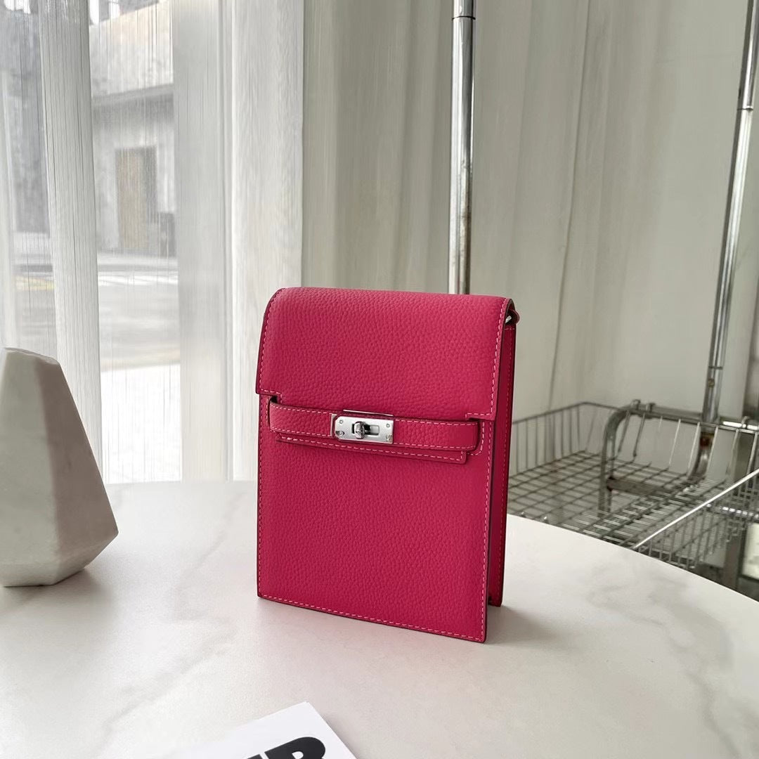 Fashion Genuine Leather Female Kelly Vertical Light Phone Bags