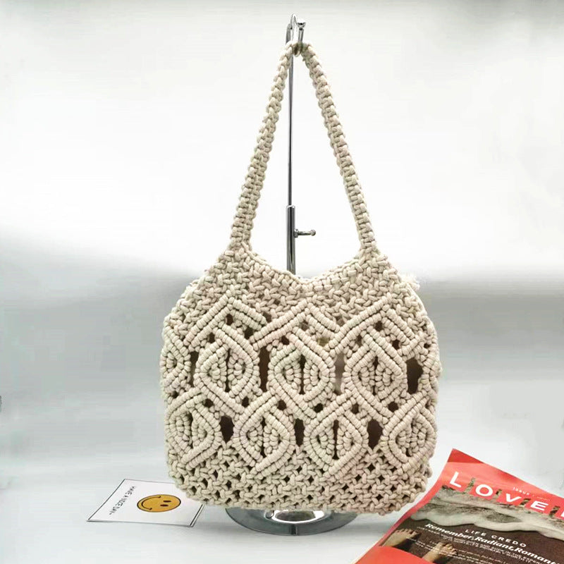Women's High Quality Cotton Rope Braided Artistic Shoulder Bags