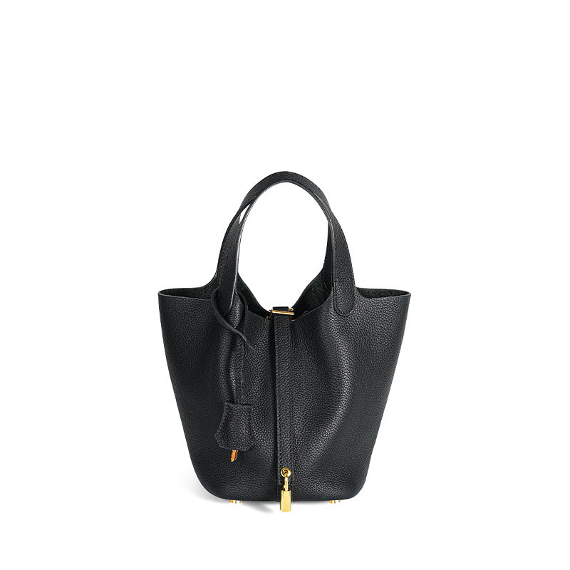 Women's High Quality Genuine Leather Vegetable Basket First Layer Cowhide Bucket Bags