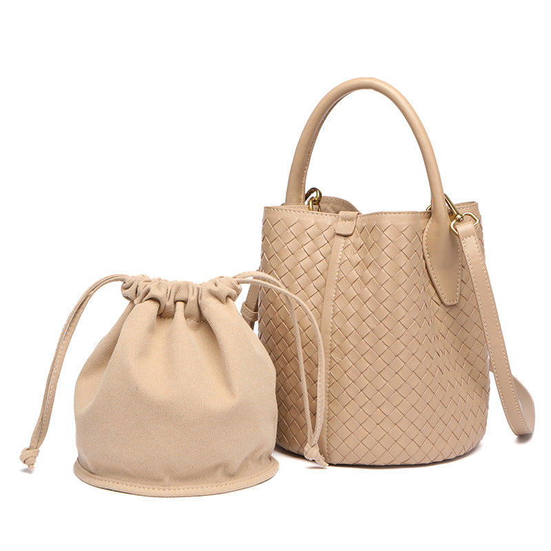 Women's Woven Sheepskin Portable Vegetable Basket Handbags