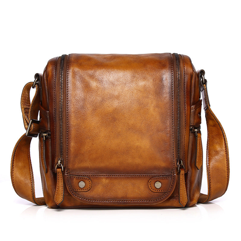 Men's Summer Vintage First Layer Cowhide Handmade Men's Shoulder Bags