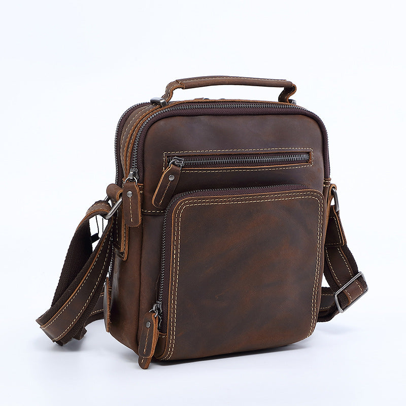 Men's Leather Crazy Horse Retro Large Capacity Men's Handbags