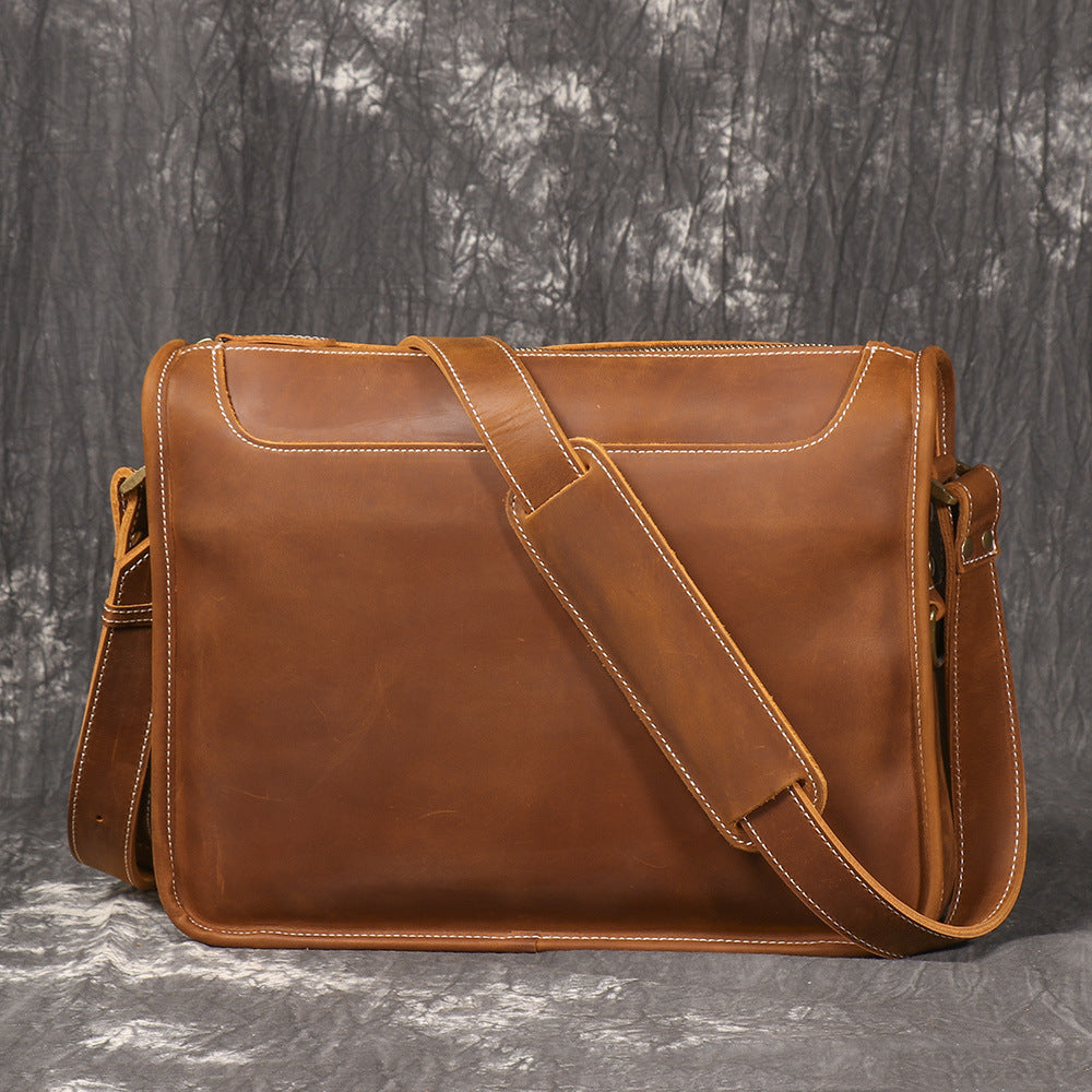Women's & Men's & Crazy Horse Leather Retro Genuine Men's Shoulder Bags