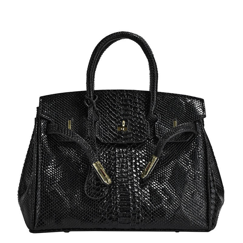 Women's Retro Snakeskin Pattern Kelly Trendy Large Shoulder Bags
