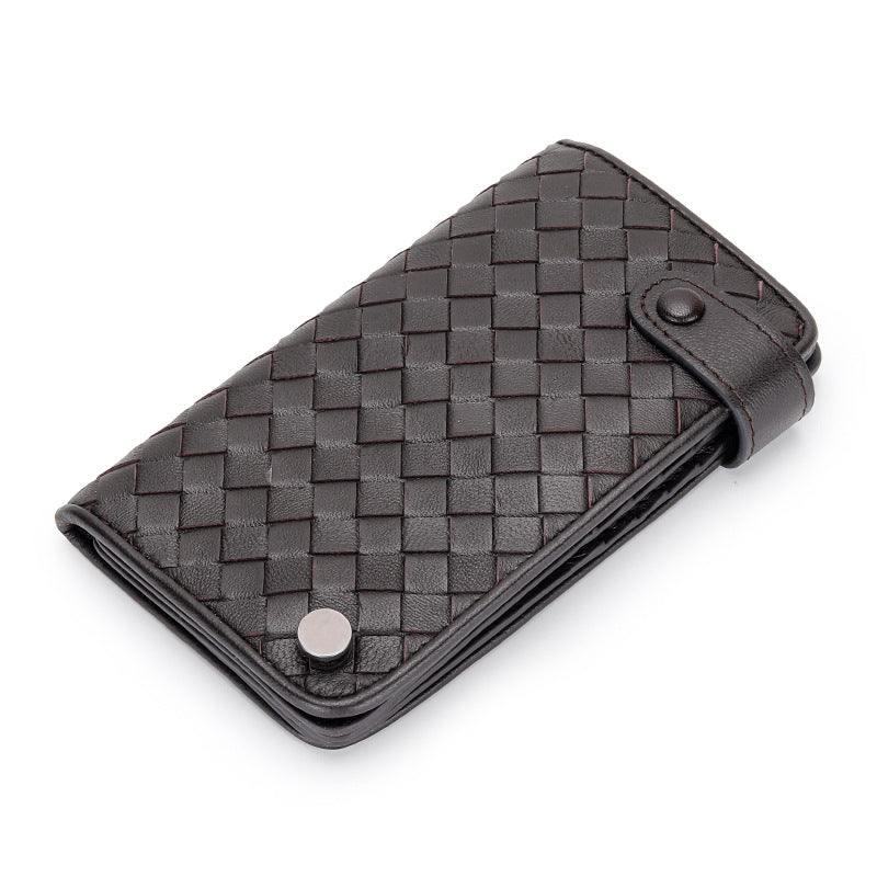 Women's & Men's Sheepskin Woven Large Capacity Genuine Leather Card Holder