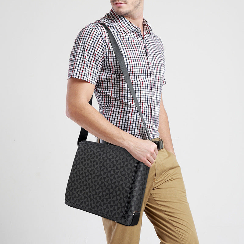 Men's Business Retro Plaid Flap Large Capacity Men's Shoulder Bags