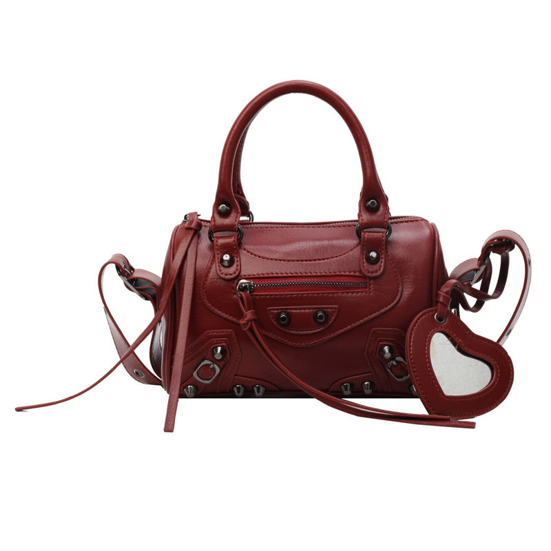 Women's High-grade Rivet Hot Style Textured Boston Bags