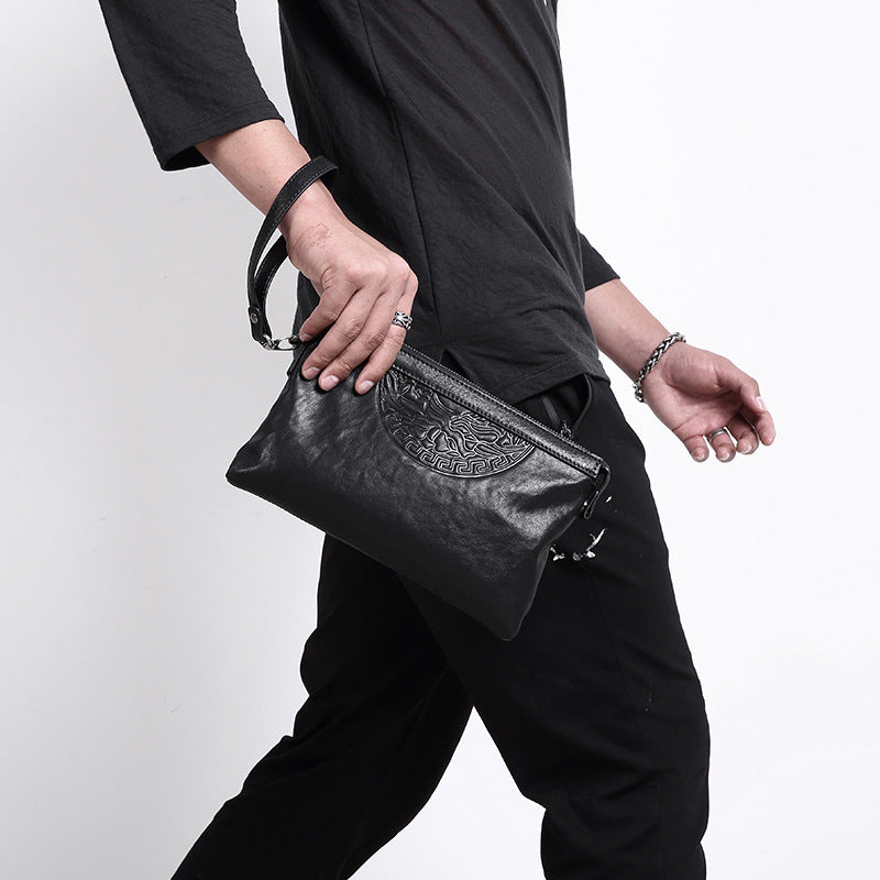 Men's Business Cowhide Hand Holding Envelope Fashion Men's Handbags