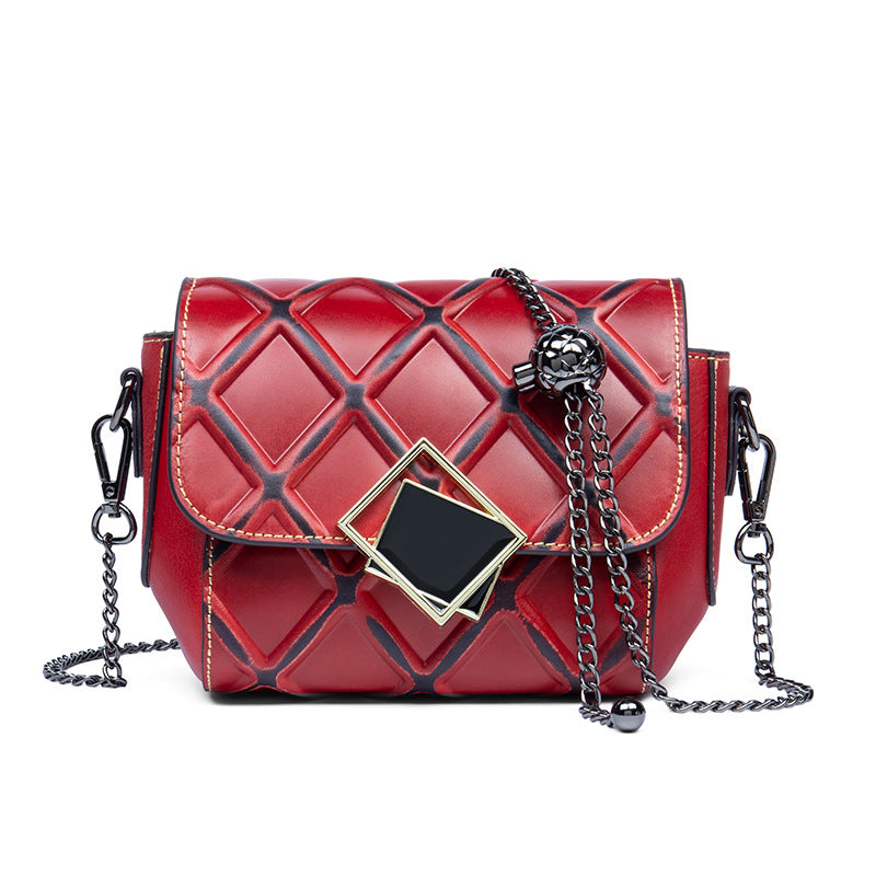 Women's Retro First Layer Cowhide Authentic Leather Tactile Crossbody Bags