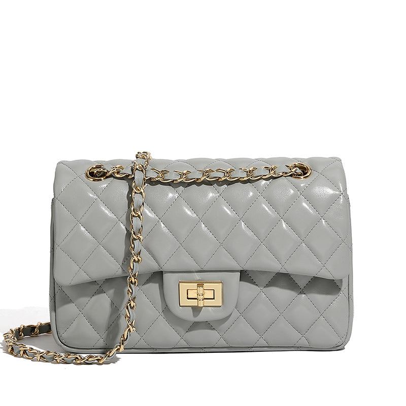 Women's Chain First Layer Cowhide Classic Style Light Shoulder Bags
